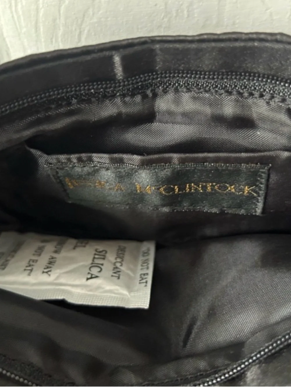 Vintage Jessica McClintock Black Beaded Satin Evening Bag Coquette